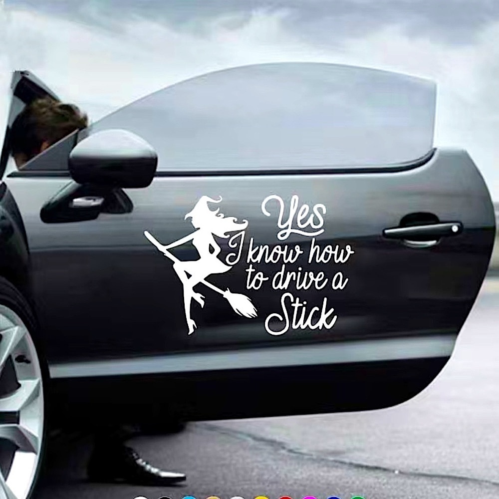 Witch Car Decal - Silver Color